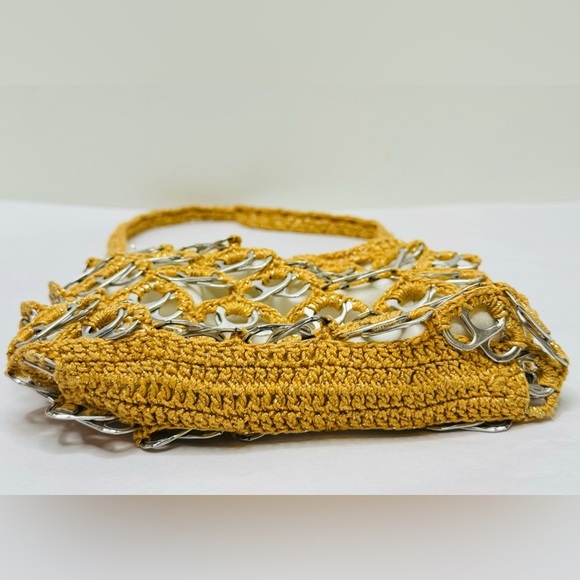 Handmade Crochet‎ Gold Brown Handbag Purse Art with Recycled Soda Pop Tabs - Picture 7 of 14